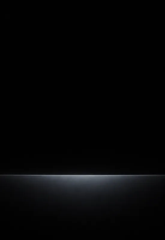 iPhone Duo black horizon wallpaper for the cover screen, A true-black field with a single thin charcoal horizon line and a faint grey glow below it. 1398x2034 px
