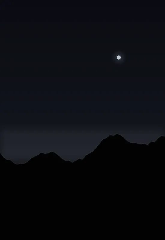 iPhone Duo ink ridge wallpaper for the cover screen, a near-black ink ridge under a faint moon, with low fog and one soft highlight, 1398x2034 px