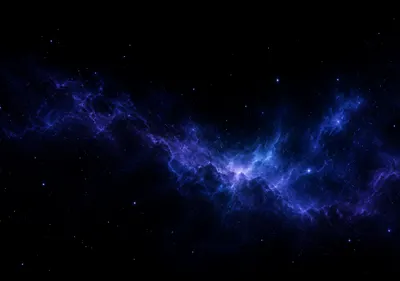 iPhone Duo nebula drift wallpaper for the inner display, A faint blue-violet nebula drifting across a true-black sky, with sparse stars and a low glow. 2670x1878 px